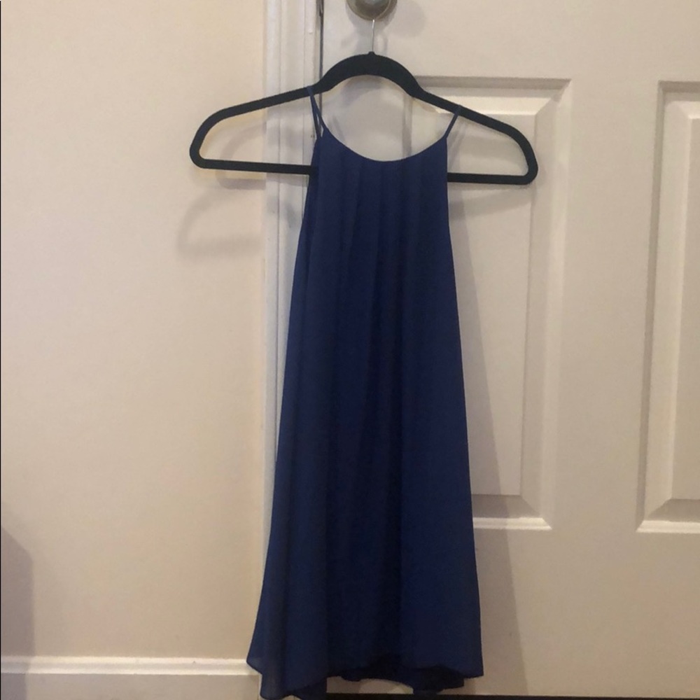 Lush blue high neck shift dress
